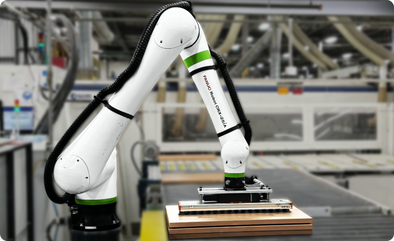 Cobot in action with a blurry background