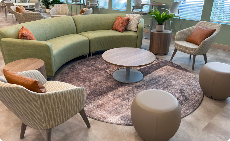 Trauma-Informed Design with Green and Beige Chairs and Sofas Trauma-Informed Design with Green and Beige Chairs and Sofas